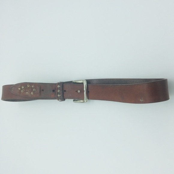 BOHO LUXE LEATHER BELT W/ STITCHING || Brown || L - Picture 7 of 8